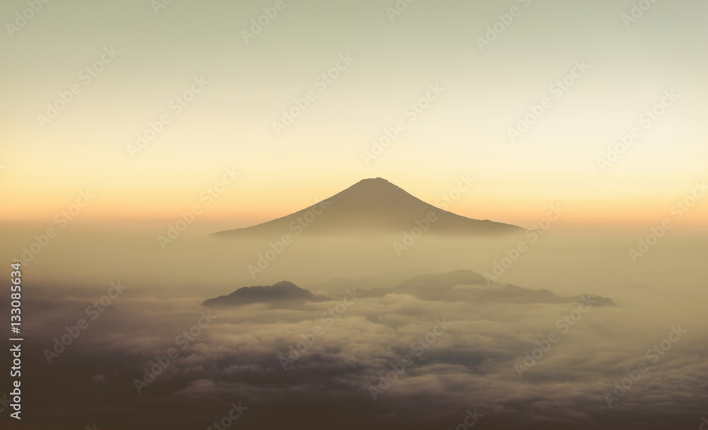 Silhouette of Mount Fuji ,vintage