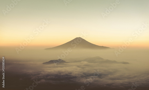 Silhouette of Mount Fuji  vintage
