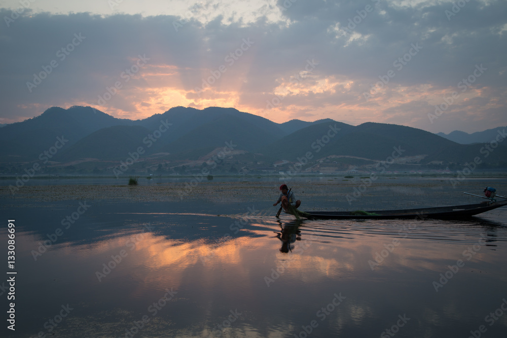 Sunrise on Inle Lake, Burma