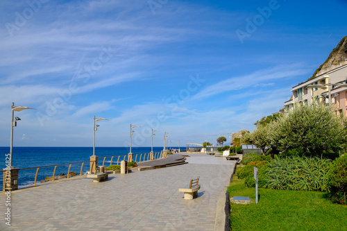 Embankment in Deiva Marina, Liguria, Italy.
