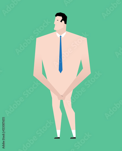 Naked businessman with tie. Business bankrupt isolated. Bankrupt