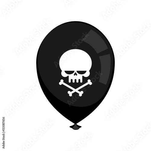 Black balloon mourning isolated. Skull and crossbones. Bad holid