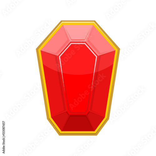 Ruby gemstone isolated. Jewelry red stone on white background photo