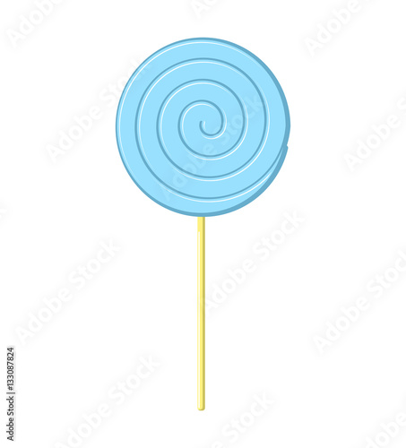 Lollipop blue on stick isolated. Candy on white background. Swee