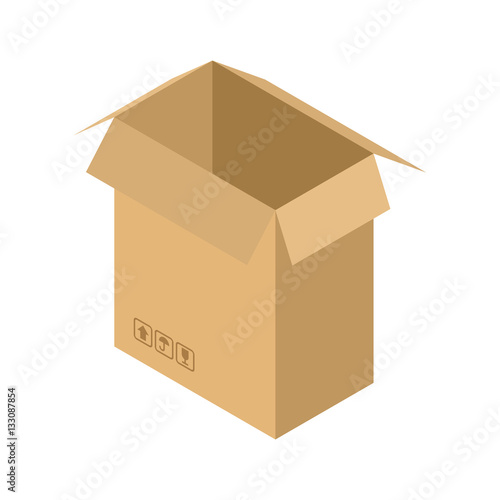 Cardboard box open isolated. Containers for Moving