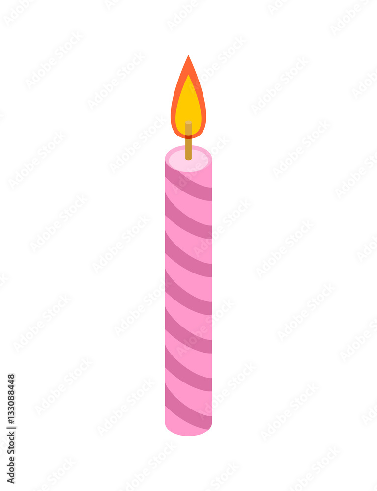 Candle pink for birthday cake. Accessory holiday pie Candle pink for birthday cake. Accessory holiday pie