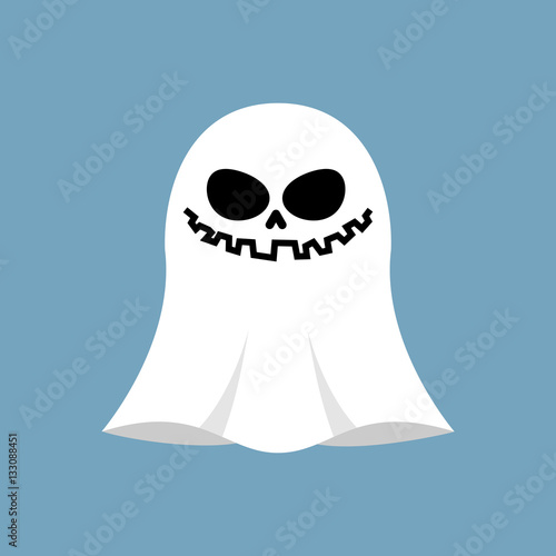 ghost isolated. White spook on blue background. Halloween object