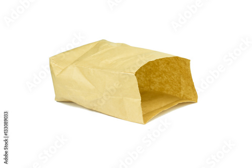 recycle brown paper bag isolated on white