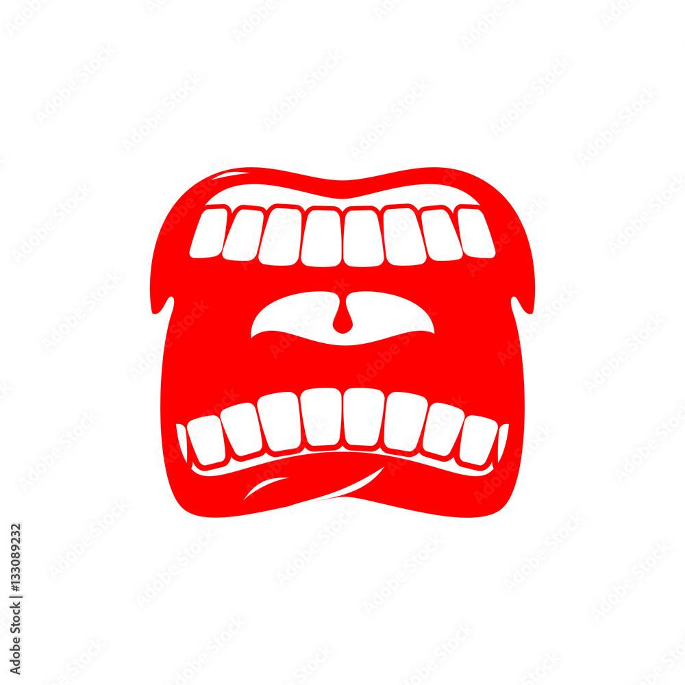Naklejka premium Open mouth isolated. Shout and scream. tongue and teeth