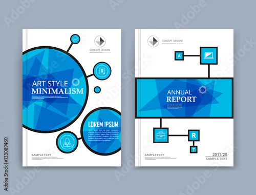 Abstract composition. Blue circle, square shapes texture. Chain parts construction. White brochure title sheet. Creative circle figure icon surface. Box block section banner form. Bubbles flyer font