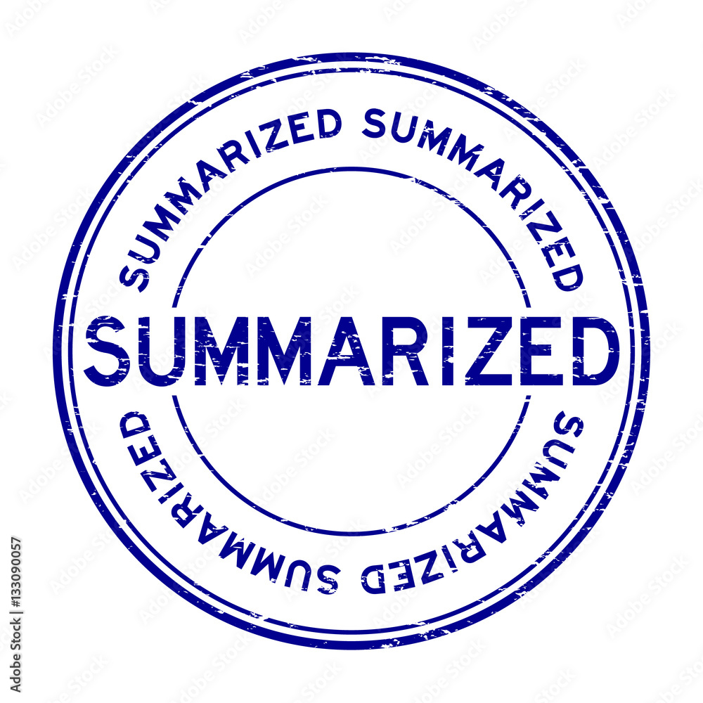 Grunge blue summarized round rubber stamp Grunge blue summarized round rubber stamp