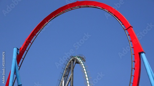 Two Rollar Coasters At Theme Park