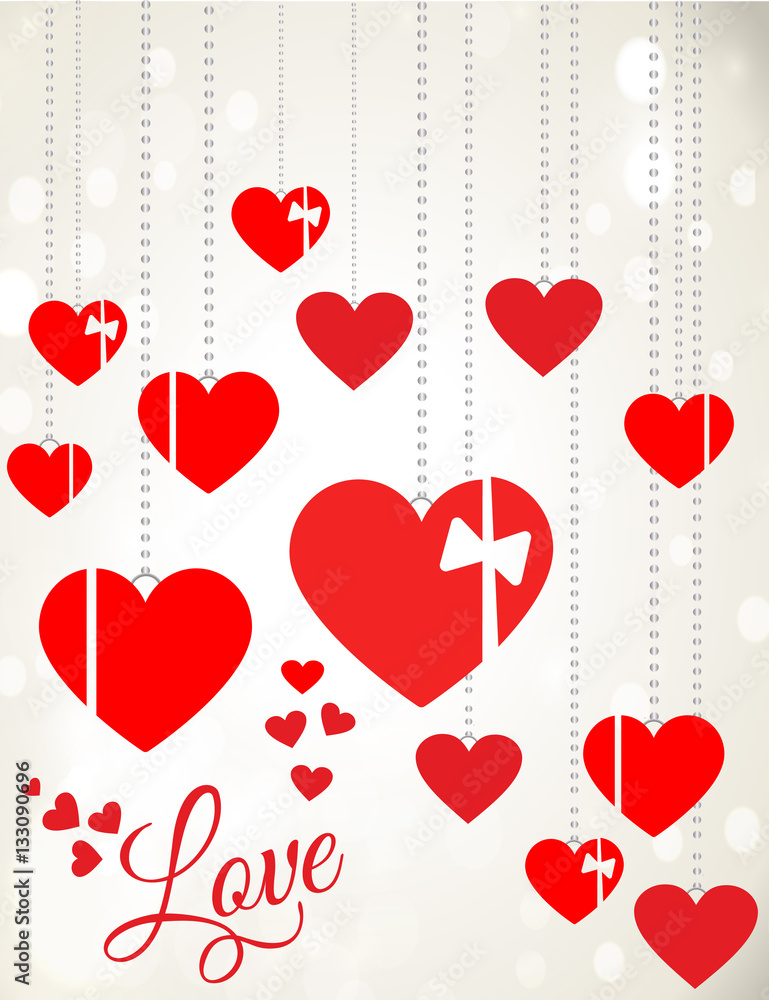 Romantic Valentine card with Hearts