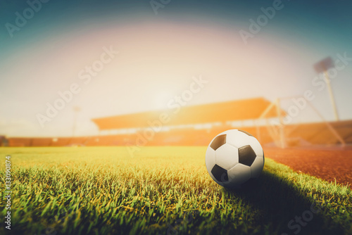 Soccer ball on the  grass in soccer stadium , vintag © FocusStocker