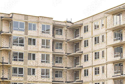 construction site, new building with windows and balconies