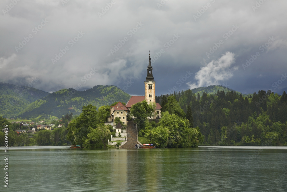 Church of Assumption of the Virgin Mary on Lake Bled. Slovenia