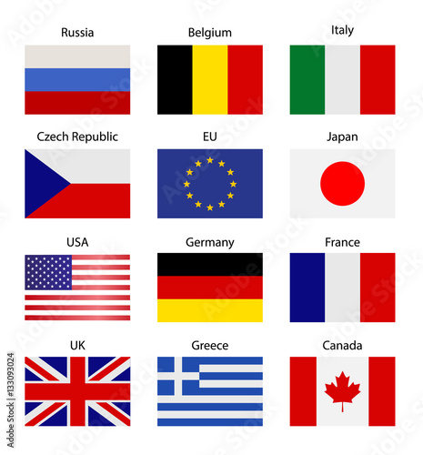 SET - Table stand with flags. 