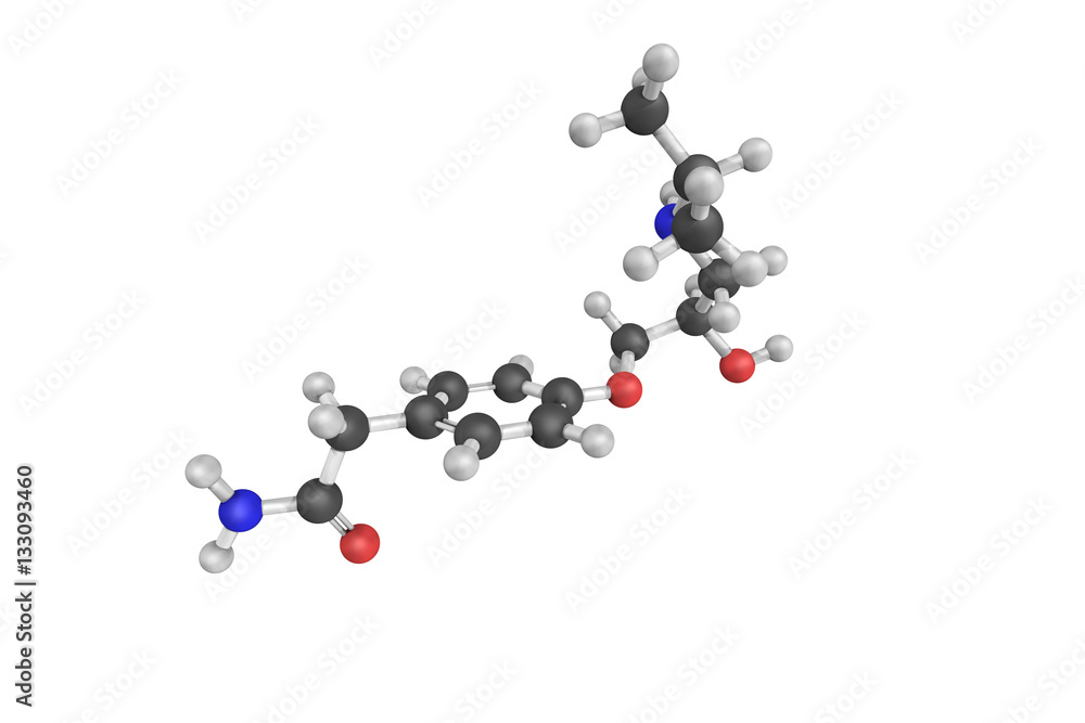 3d structure of Atenolol, a drug belonging to the group of beta 3d structure of Atenolol, a drug belonging to the group of beta