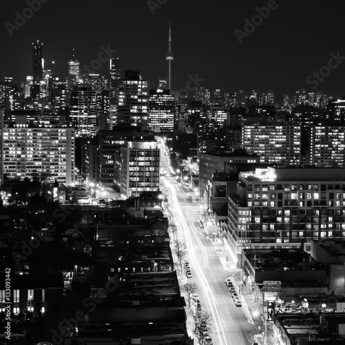 Toronto Skyline at night looking up Yonge Street photo
