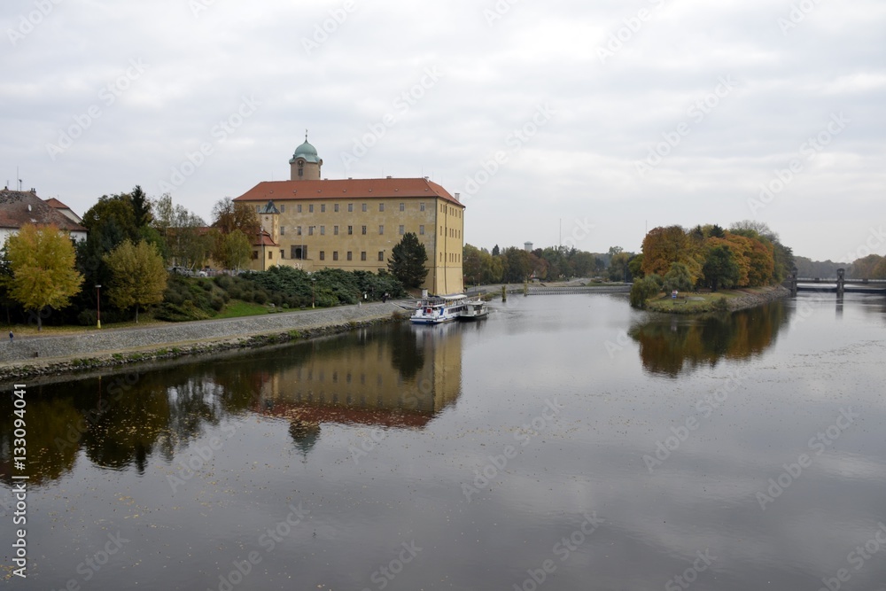Architecture from Podebrady castle and cloudy sky Architecture from Podebrady castle and cloudy sky