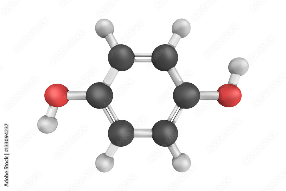 3d structure of Hydroquinone, also known as quinol, an aromatic 3d structure of Hydroquinone, also known as quinol, an aromatic