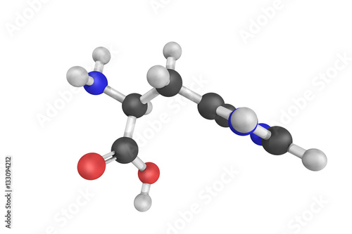3d structure of Histidine, used in the biosynthesis of proteins. photo