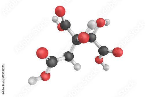 Foto 3d structure of Hydroxycitric acid, a derivative of citric acid