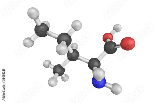 Foto 3d structure of Isoleucine, an alpha-amino acid that is used in