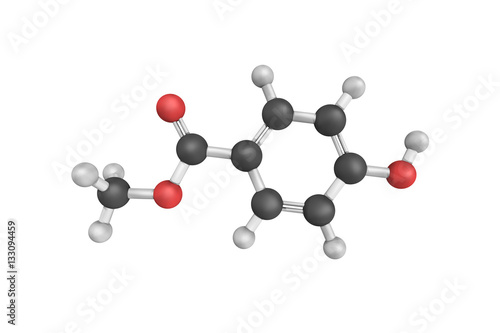 3d structure of Methyl paraben, also methylparaben, one of the p photo