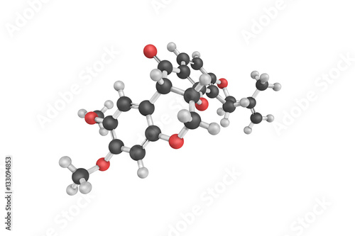 3d structure of Rotenone, an odorless, colorless, crystalline is photo