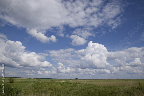 Heavenly landscape with clouds. Cumulus clouds in the sky