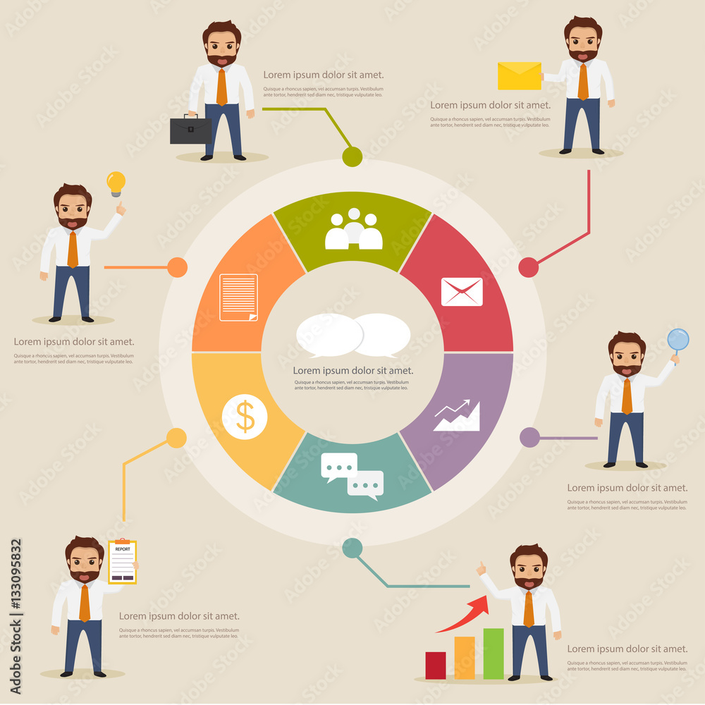 business people character infographic with icon. Stock Vector | Adobe Stock