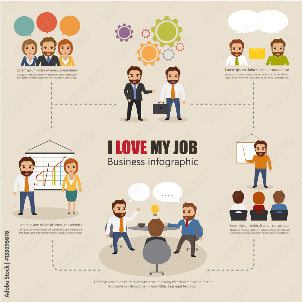 set of business character at office work. set of business character at office work.