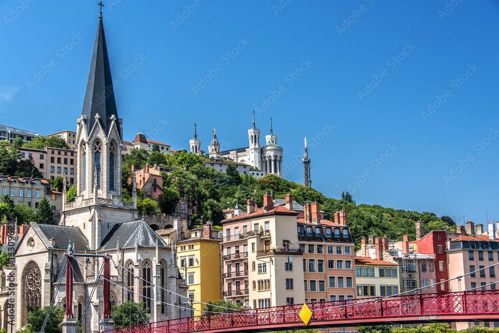 Naklejka premium Lyon, colline de Fourvière et Vieux Lyon