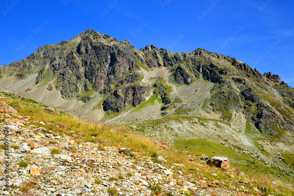Fototapeta premium Summer mountain landscape near Davos, Canton Grison, Switzerland
