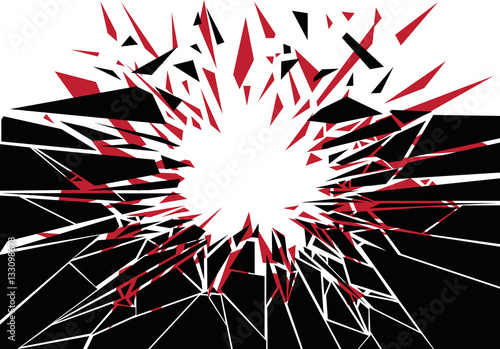 A design element silhouette of an impact creating shattered shards.