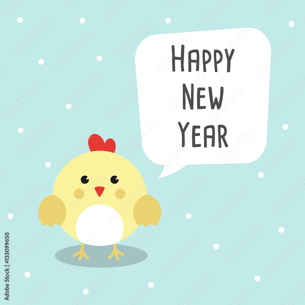 Chinese New Year 2017 Cards with Cute chicken and bubble speech Vector Illustration. Chinese New Year 2017 Cards with Cute chicken and bubble speech Vector Illustration.