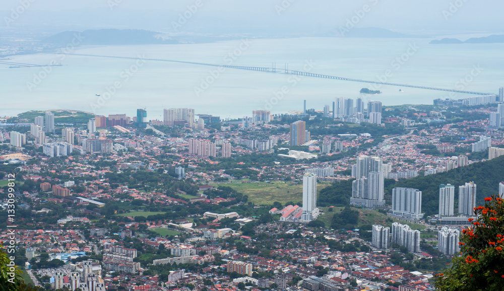 Georgetown as seen from Penang Hill on a sunny day