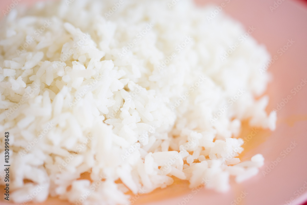 Close up Cooked rice in dish Close up Cooked rice in dish