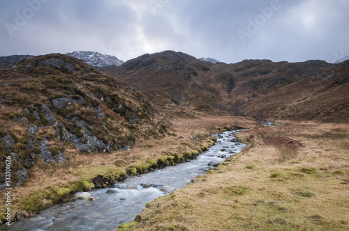 The landscape around Kinloch Hourn in the Northwest Highlands of Scotland.