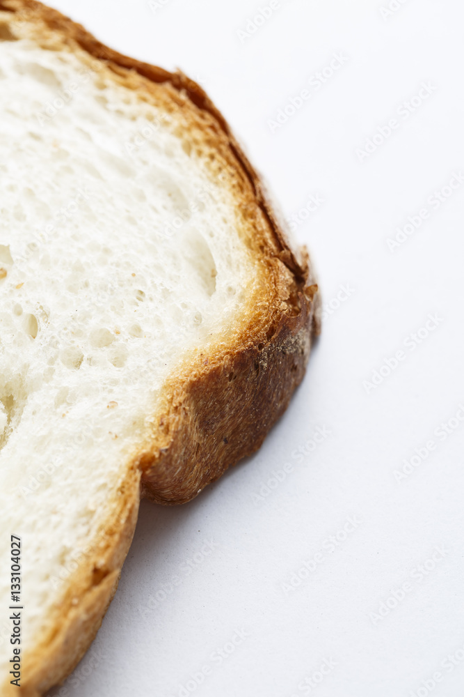 Fresh sliced white bread in close-up shot isolated on white background Fresh sliced white bread in close-up shot isolated on white background