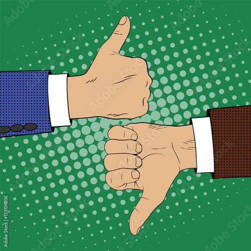 Like dislike hand gestures. Comic style