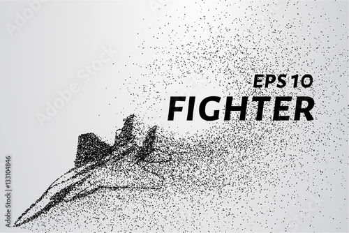 Fighter of the particles. The silhouette of the fighter is of little circles.