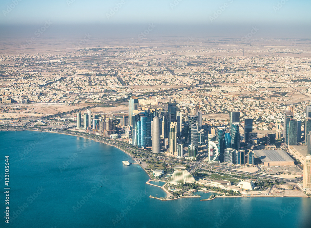 Doha aerial skyline, Qatar
