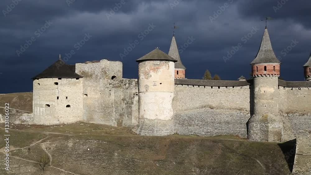 Old castle on Smotrych river, is a former Ruthenian-Lithuanian castle and a later three-part Polish fortress, located in historic city of Kamianets-Podilskyi, in historic region of Podolia in Ukraine Old castle on Smotrych river, is a former Ruthenian-Lithuanian castle and a later three-part Polish fortress, located in historic city of Kamianets-Podilskyi, in historic region of Podolia in Ukraine