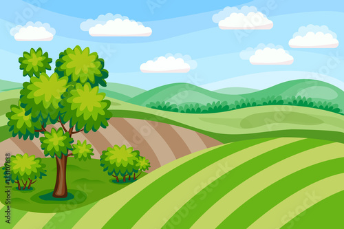 Spring fields, rural landscape