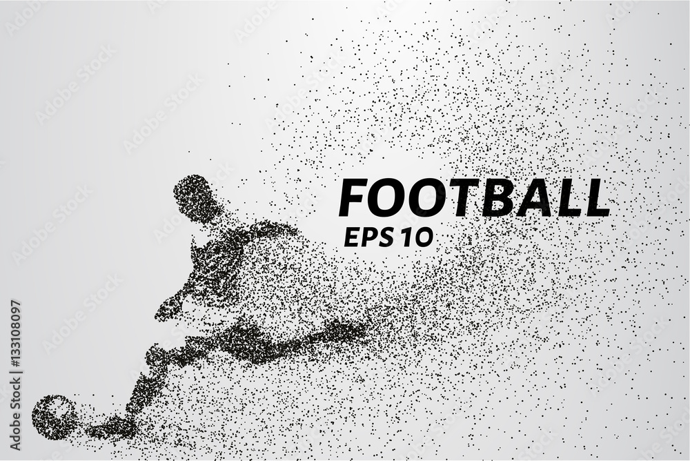 Football of the particles. Silhouette of a football player consists of ...