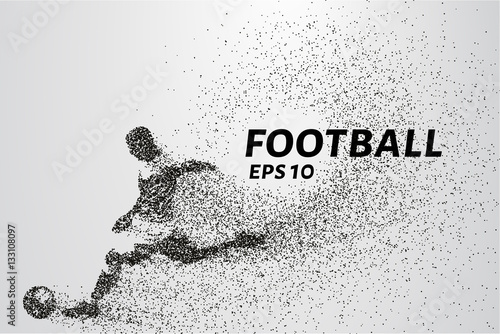 Football of the particles. Silhouette of a football player consists of points and circles. Vector illustration