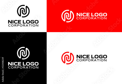 logo with the letter N, telecommunications logotype, stamp and icon, circle, and ellipse