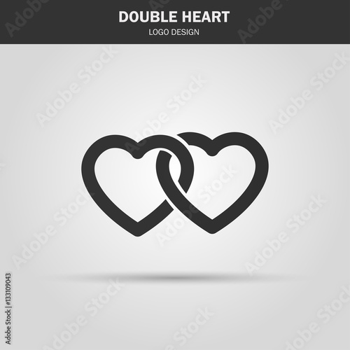 Linear icon. double heart logo. love symbol. vector illustration